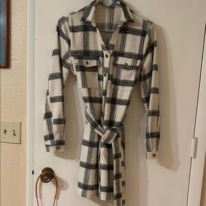 Plaid Long Sleeve Shirt Dress